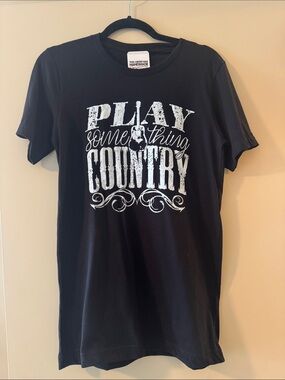 Black Graphic Tee "Play Something Country"